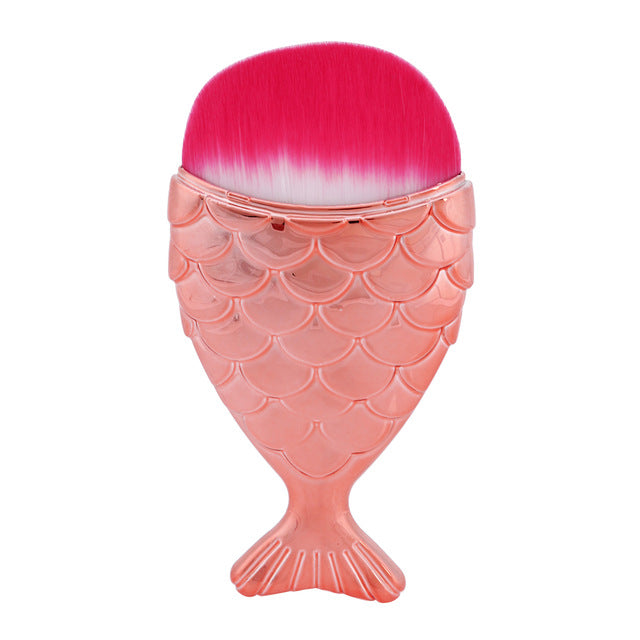 1 PC Fashion Mermaid Makeup Brushes Powder Blush Foundation Cosmetic Tools Mermaid Fish Brush Highlight Contour Make up Brushes