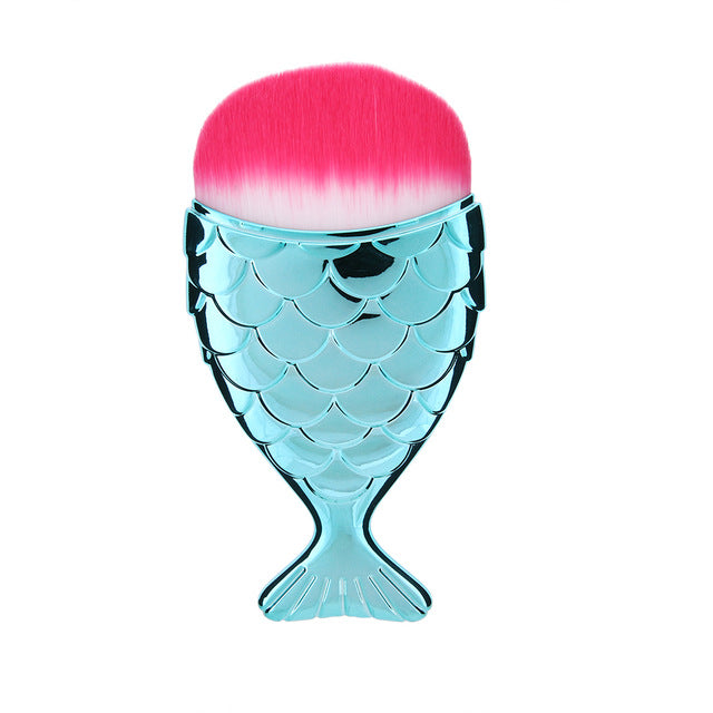 1 PC Fashion Mermaid Makeup Brushes Powder Blush Foundation Cosmetic Tools Mermaid Fish Brush Highlight Contour Make up Brushes