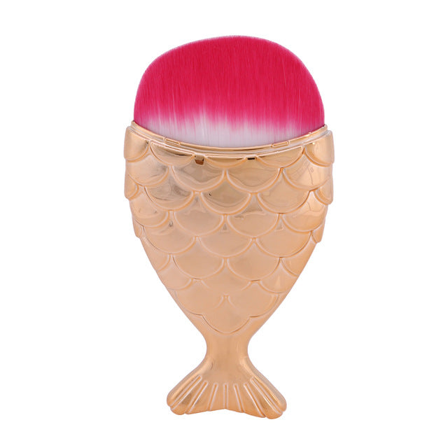 1 PC Fashion Mermaid Makeup Brushes Powder Blush Foundation Cosmetic Tools Mermaid Fish Brush Highlight Contour Make up Brushes