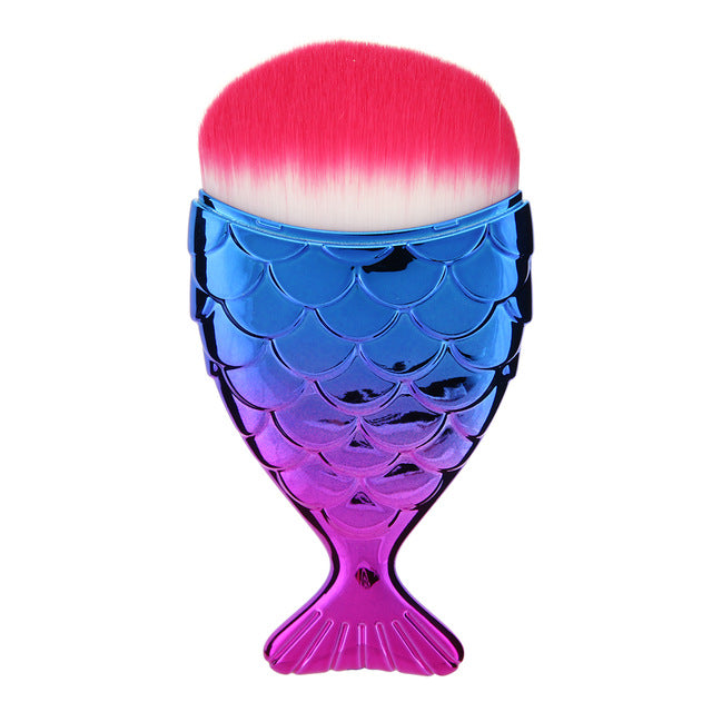 1 PC Fashion Mermaid Makeup Brushes Powder Blush Foundation Cosmetic Tools Mermaid Fish Brush Highlight Contour Make up Brushes