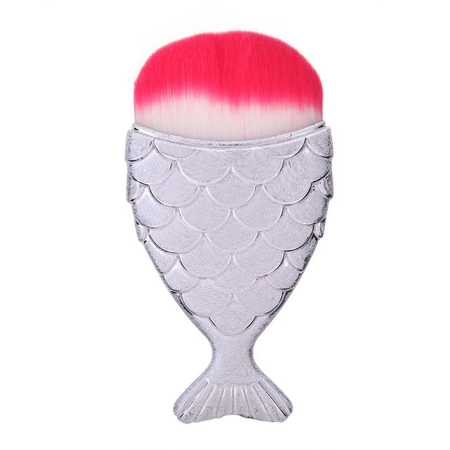 1 PC Fashion Mermaid Makeup Brushes Powder Blush Foundation Cosmetic Tools Mermaid Fish Brush Highlight Contour Make up Brushes