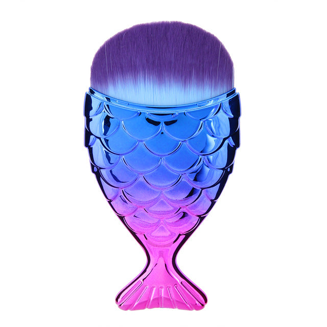 1 PC Fashion Mermaid Makeup Brushes Powder Blush Foundation Cosmetic Tools Mermaid Fish Brush Highlight Contour Make up Brushes