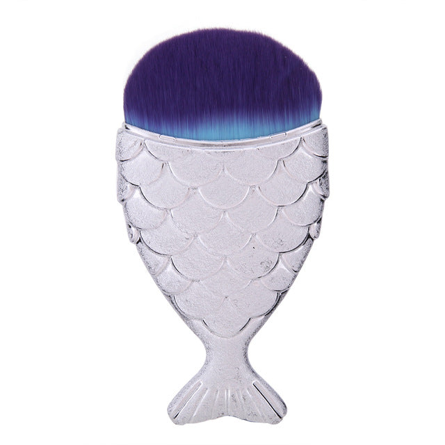 1 PC Fashion Mermaid Makeup Brushes Powder Blush Foundation Cosmetic Tools Mermaid Fish Brush Highlight Contour Make up Brushes