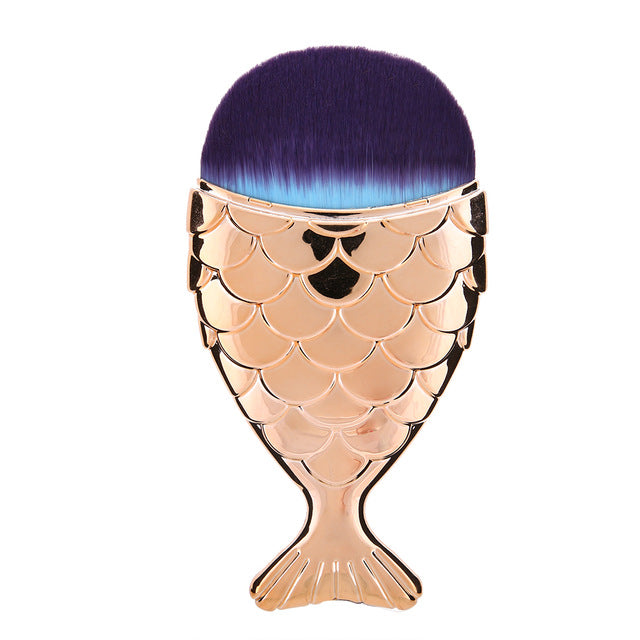 1 PC Fashion Mermaid Makeup Brushes Powder Blush Foundation Cosmetic Tools Mermaid Fish Brush Highlight Contour Make up Brushes