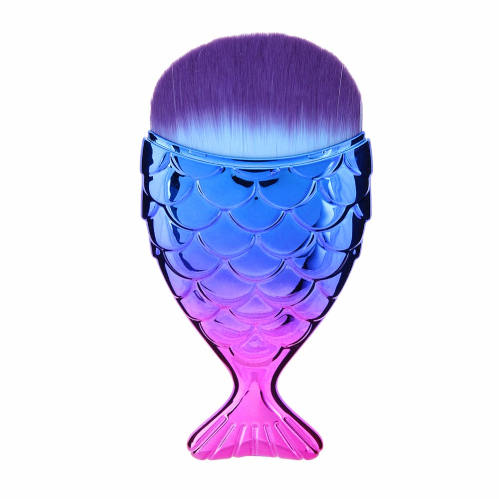 1 PC Fashion Mermaid Makeup Brushes Powder Blush Foundation Cosmetic Tools Mermaid Fish Brush Highlight Contour Make up Brushes