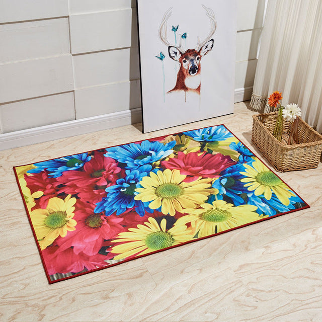 Europe Style Plant Flowers Carpet Area Rug For Bedroom Livingroom Carpet Kitchen Baths Mat Door Mat Anti-Slip Home Decoration