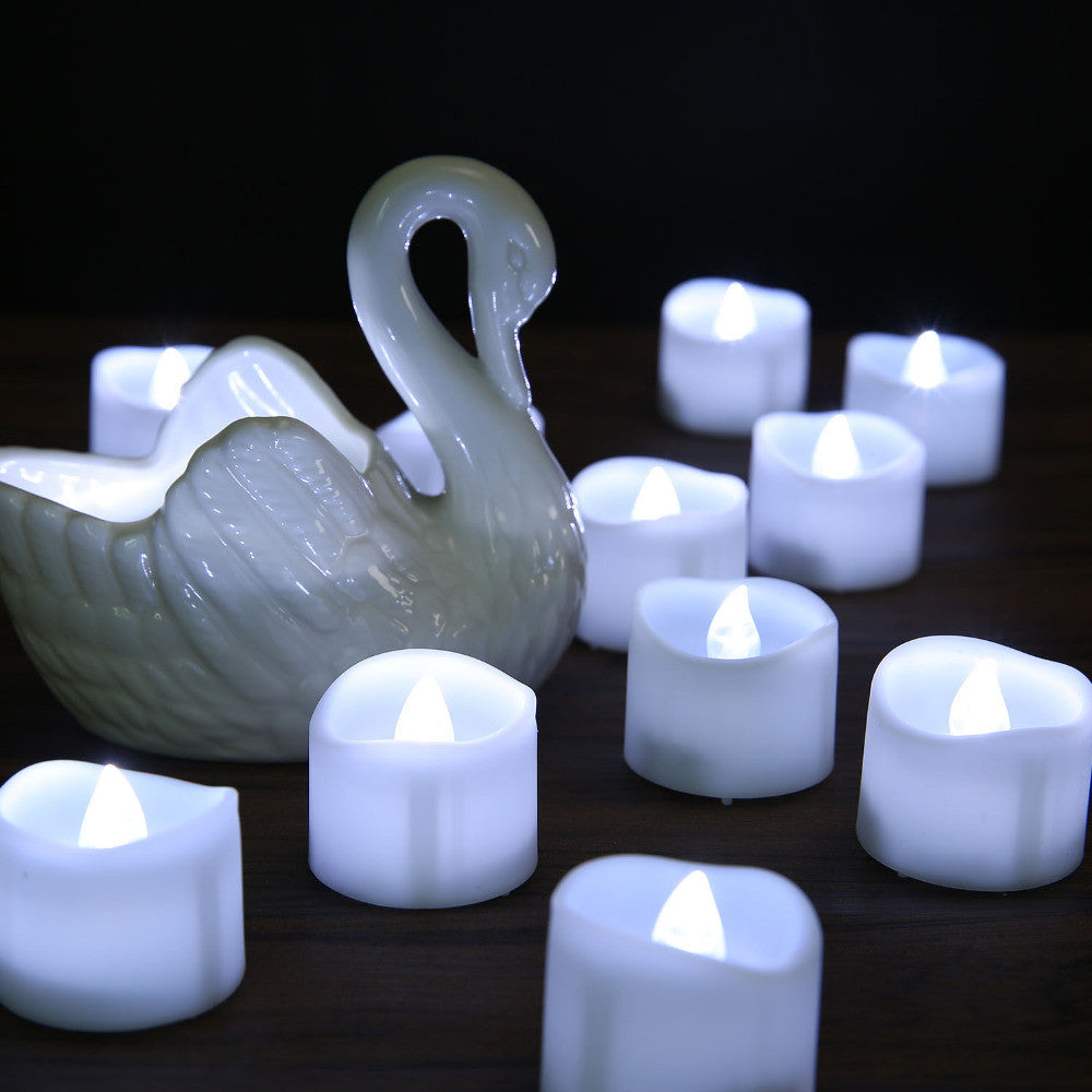 12 pcs/lot Flameless Candle Lamp Electronic Cold Cool White Candele LED Tealight Home Dinner Room Party Decor Votive Velas Boda